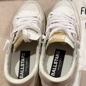 Golden Goose Ballstar2 White and Tan Sneakers BRAND NEW AUTHENTIC WITH DUST BAG